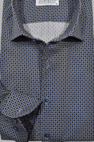 Marcello chocolate and navy medallion shirt.