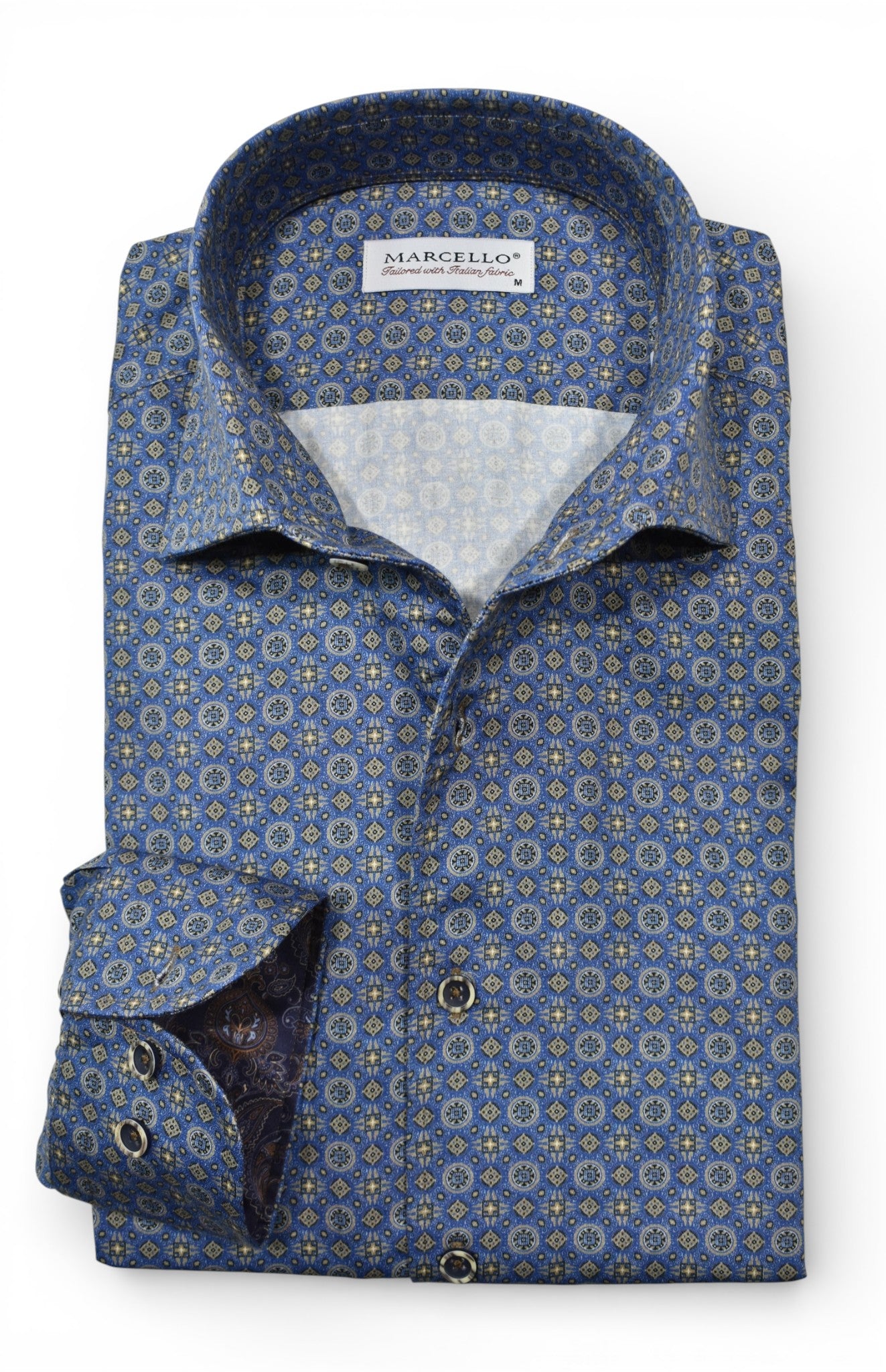 Marcello blue with gold medallions.