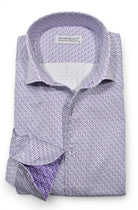 Marcello lilac and plum neat pattern shirt.