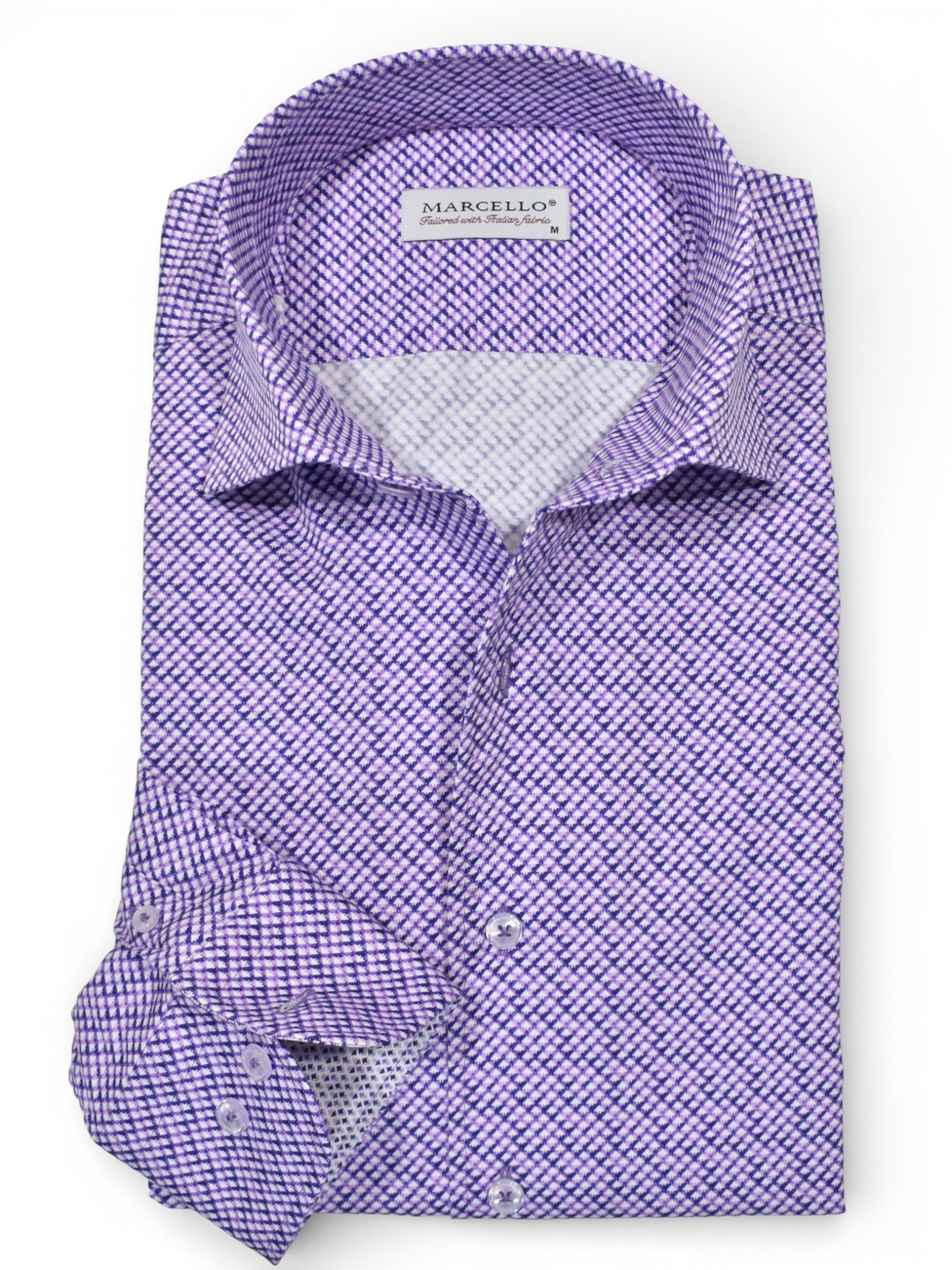 Marcello plum fine diagonal print shirt.