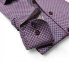 Marcello fine allover ruby and charcoal print shirt.