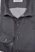 Marcello fine geometric pattern of black, gray and silver.
