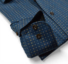 Marcello navy with small colored medallions shirt.