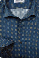 Marcello navy with small colored medallions shirt.