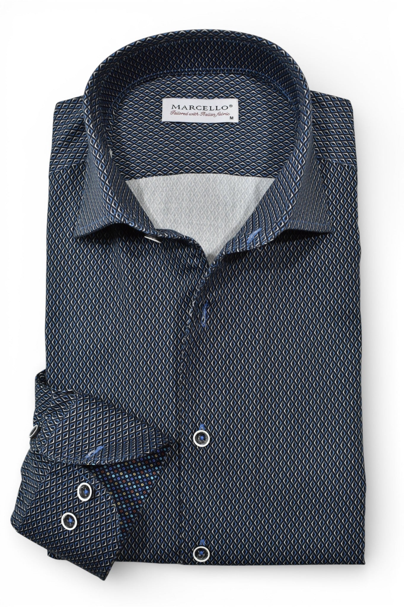 Marcello navy diamonds shirt.