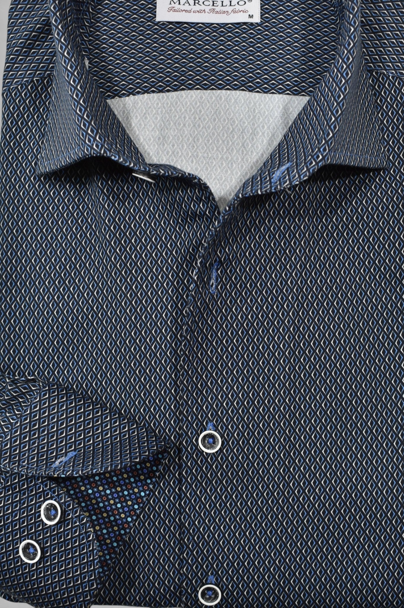 Marcello navy diamonds shirt.