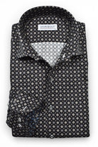 Marcello black multi medallion sport shirt.