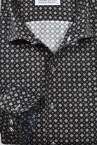 Marcello black multi medallion sport shirt.