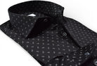 Marcello black shirt with white paisley.