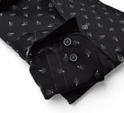 Marcello black shirt with white square geometric.