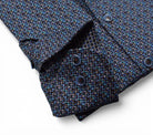 Marcello emerald and teal wave pattern shirt.