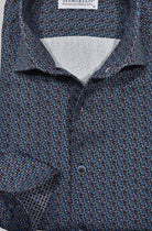 Marcello emerald and teal wave pattern shirt.
