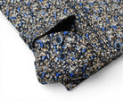 Marcello chocolate-tan-blue micro floral shirt.