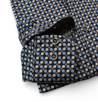 Marcello blue tan circle medallion shirt.