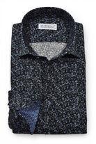 Marcello black with shaded gray floral shirt.