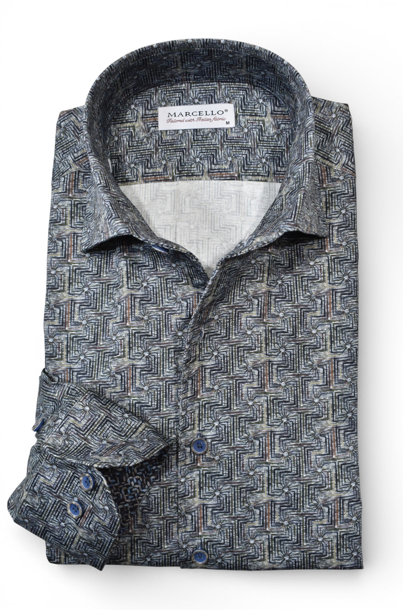 Marcello slate maze pattern sport shirt.