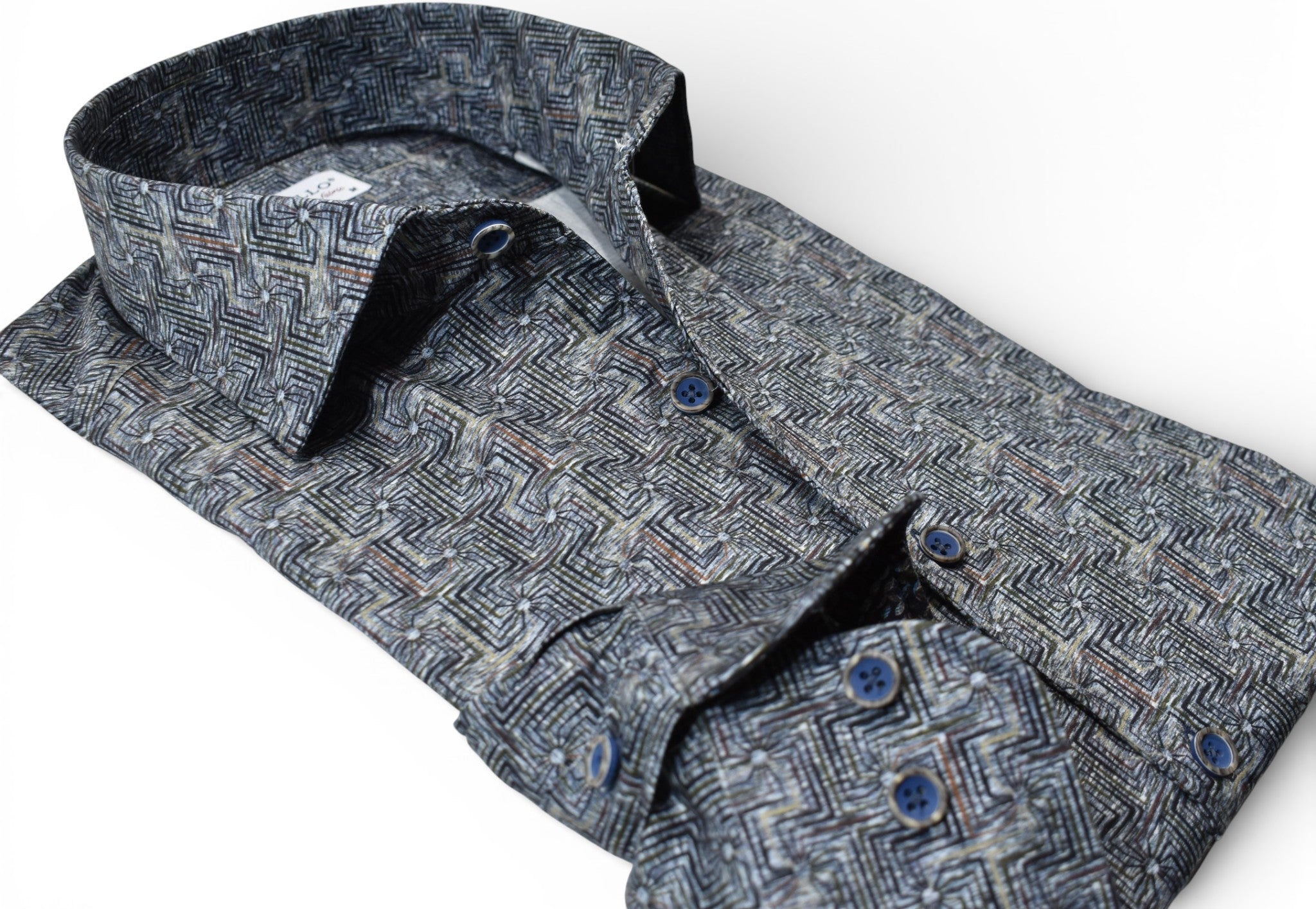 Marcello slate maze pattern sport shirt.