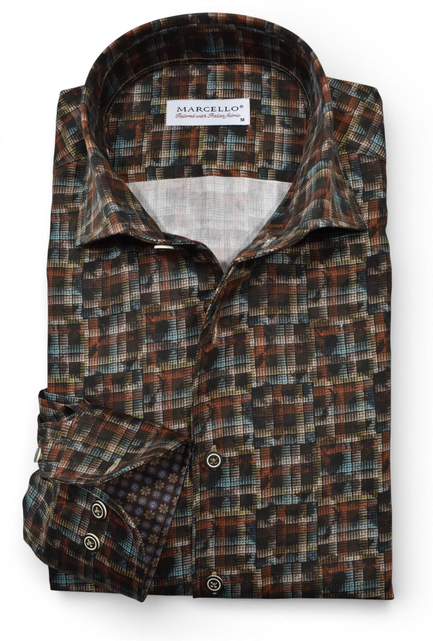 Marcello rustiic earth grid shirt.