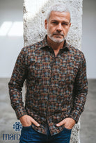 Marcello rustiic earth grid shirt.