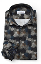 Marcello earth tone brushed circles shirt.