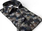 Marcello earth tone brushed circles shirt.