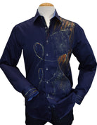 Marcello hand painted navy shirt.
