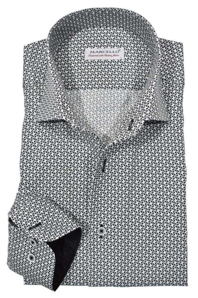 If you are yet to experience Marcello's one-piece rolled collar, you are missing out on a tremendous opportunity. The chic style, precise collar, luxurious cotton fabric, and eye-catching black and white hounds tooth pattern come together to create a timelessly sharp look. A classic silhouette that fits just right.