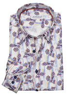 Luxurious cotton fabric, eye-catching open multi color floral pattern in beautiful gem hue colors creates a uniquely outstanding sport shirt. Elegant style ideal for any event. It's the perfect way to add a touch of sophistication to any outfit. Shirt by Marcello.