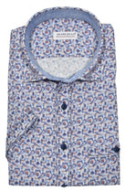 Look stylish and feel comfortable in this Missuni Print Sport Shirt. Crafted from soft materials, it features a contemporary warm-toned print pattern, contrast navy stitch detailing, a soft collar and classic chest pocket - the perfect blend of fashion and function.