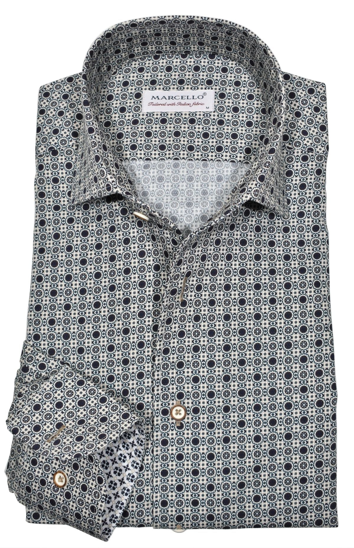 The Marcello exclusive design is like no other, creating a dignified look with a collar that stands perfectly whether worn alone or under a sport coat. Its unique placket ensures a smooth, crisp appearance. Style W845R