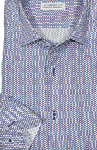 The Marcello exclusive design is like no other, creating a dignified look with a collar that stands perfectly whether worn alone or under a sport coat. Its unique placket ensures a smooth, crisp appearance.  Luxurious cotton sateen fabric. Weave like pattern utilizing fashion colors for the season. Style W857R