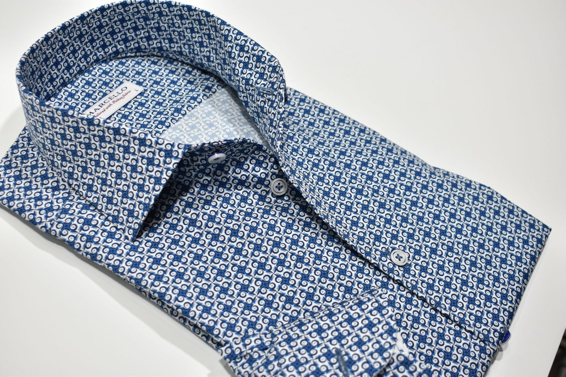 Experience luxury with the Marcello exclusive one piece roll collar. The collar stands perfectly and is like no other. Our rich cotton sateen fabric is the perfect choice to elevate any look. From jeans to pants and even under a sport coat, this versatile piece will add effortless style and sophistication to your wardrobe.