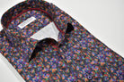 Introducing the Marcello Mini Stained Glass Sport Shirt! This shirt features a stunning stained glass design in multi jewel toned colors. With its rich and vibrant hues, this shirt is perfect for any occasion and adds a touch of liveliness to your wardrobe. Try it with any bottom for a cool and effortless look.