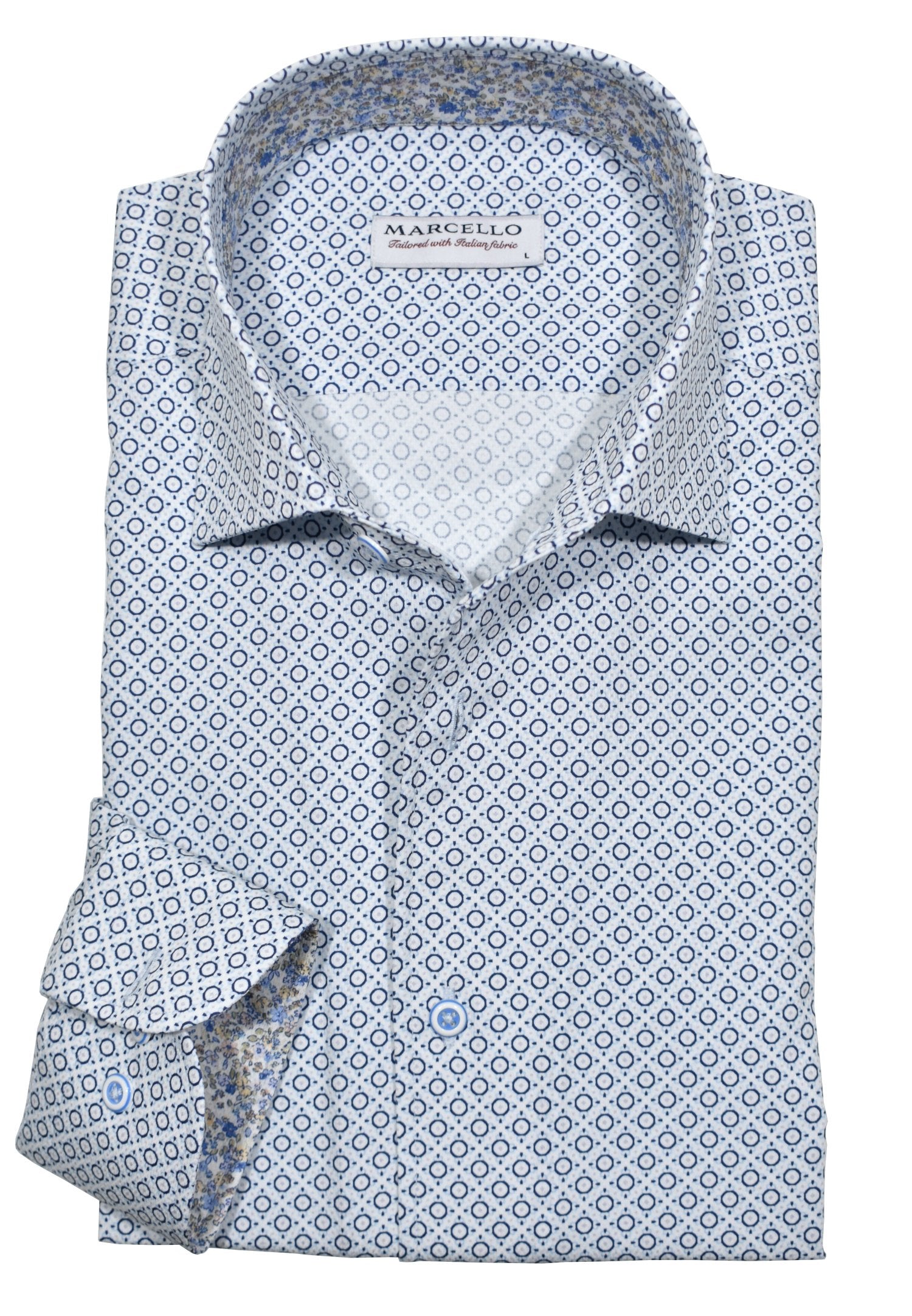 Marcello's circle medallion shirt is the perfect addition to your wardrobe.