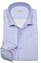 Marcello exclusive one piece roll collar in cotton sateen with shade of lilac and plum.