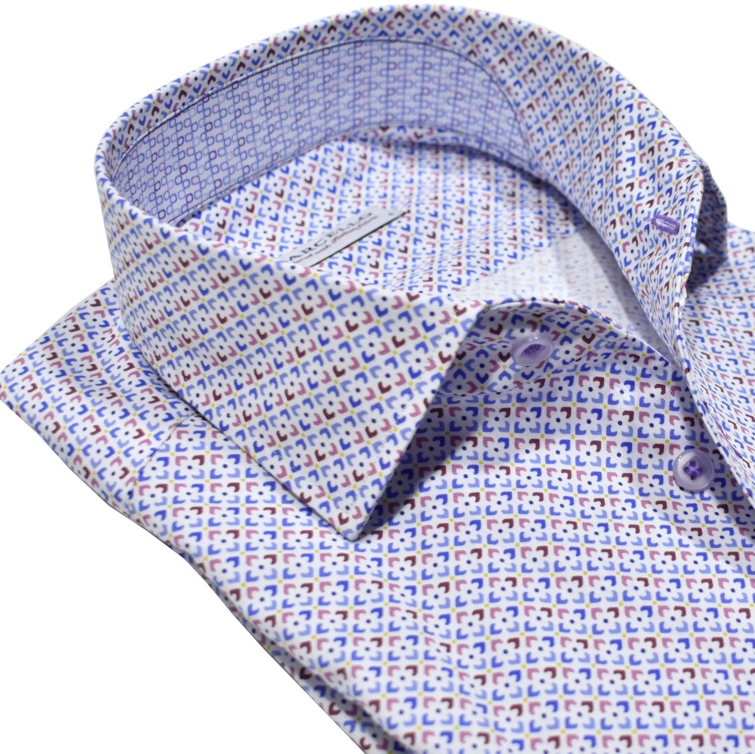 Marcello exclusive one piece roll collar with a diamond pattern printed on soft cotton fabric.