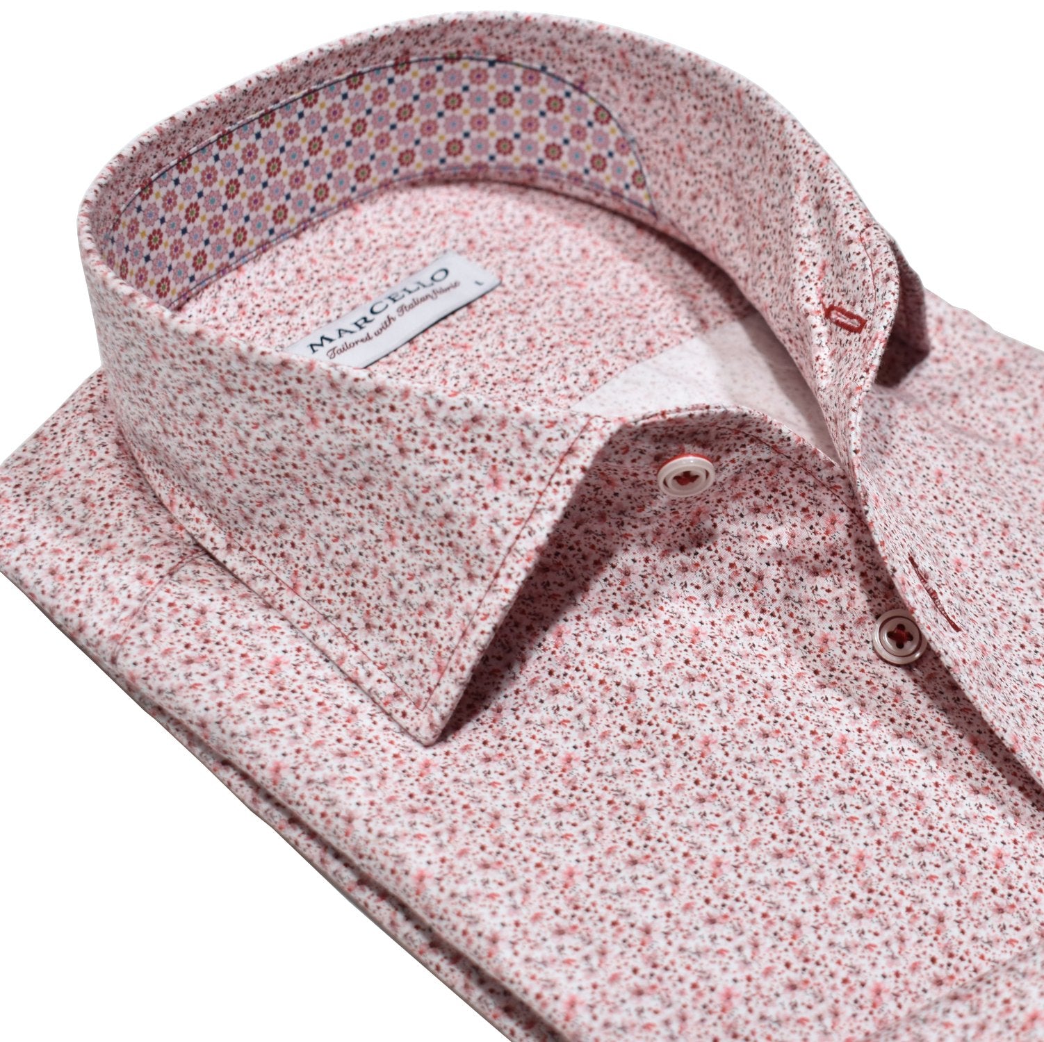 This Marcello Red Fine Abstract Shirt is made with soft cotton fabric for ultimate comfort.