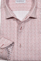 This Marcello Red Fine Abstract Shirt is made with soft cotton fabric for ultimate comfort.