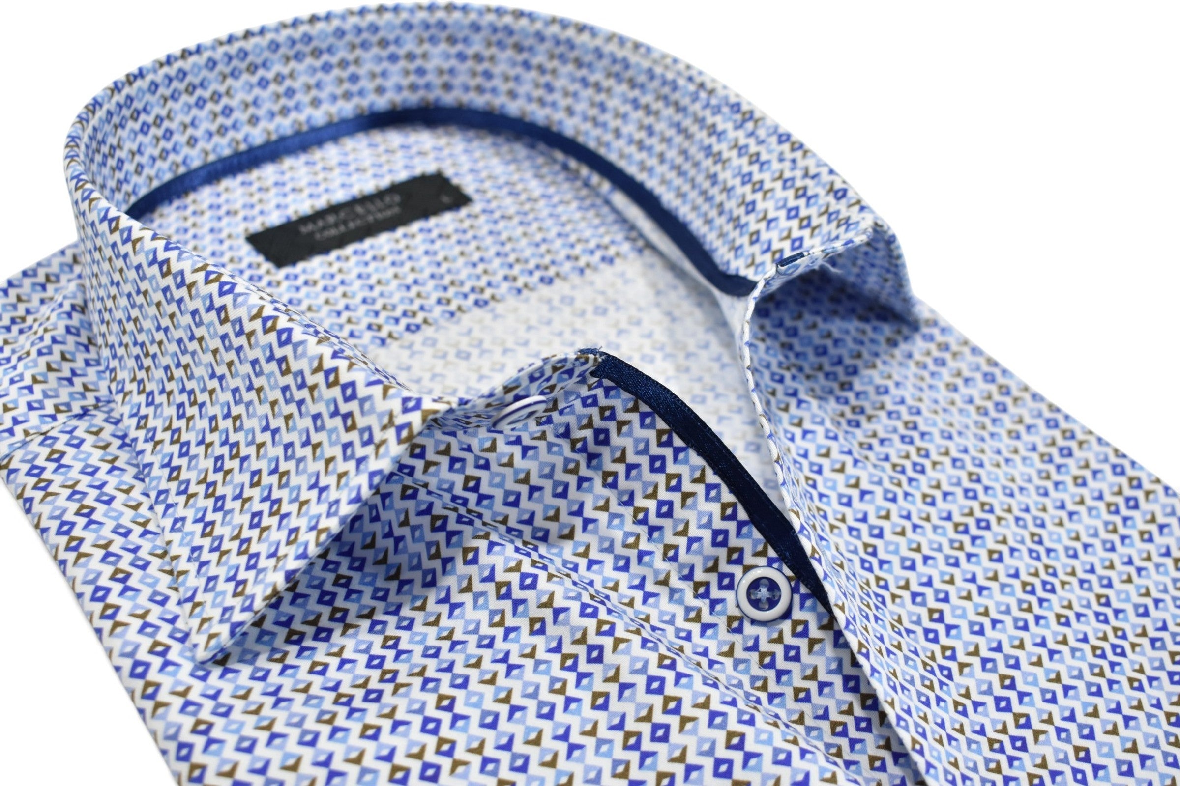 Marcello indigo diamond link shirt.