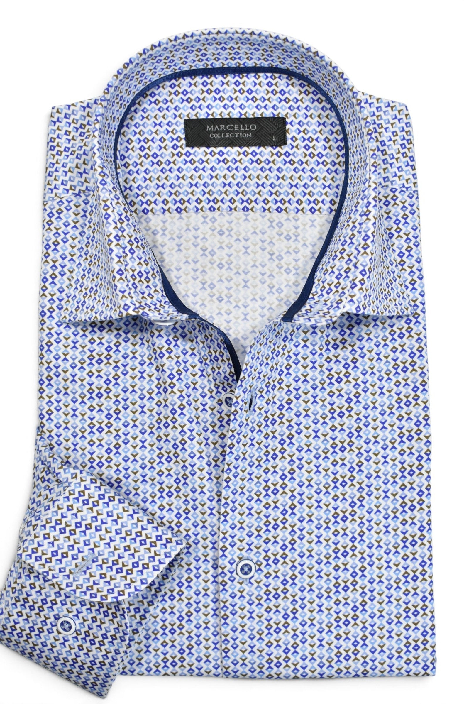 Marcello indigo diamond link shirt.