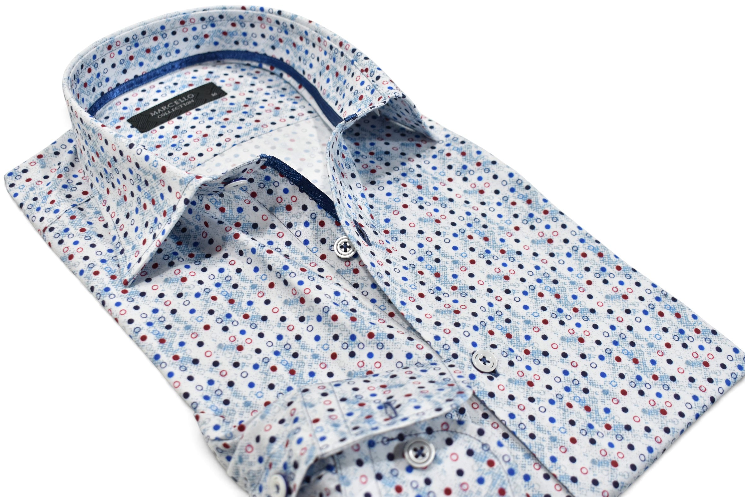 Marcello multi color shaded dot on cotton shirt.