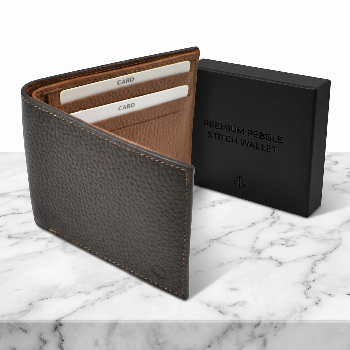 Marcello leather pebble grain billfold wallet.