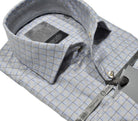 Elevate your wardrobe with the Marcello Premium Jacquard Windowpane Tag shirt. Crafted from extra fine fabrics sourced from fine Italian mills, our Marcello Premium program offers 100's 2 ply shirts in rich classic patterns. With the Marcello exclusive one piece roll collar, you'll feel confident and stylish in any setting.