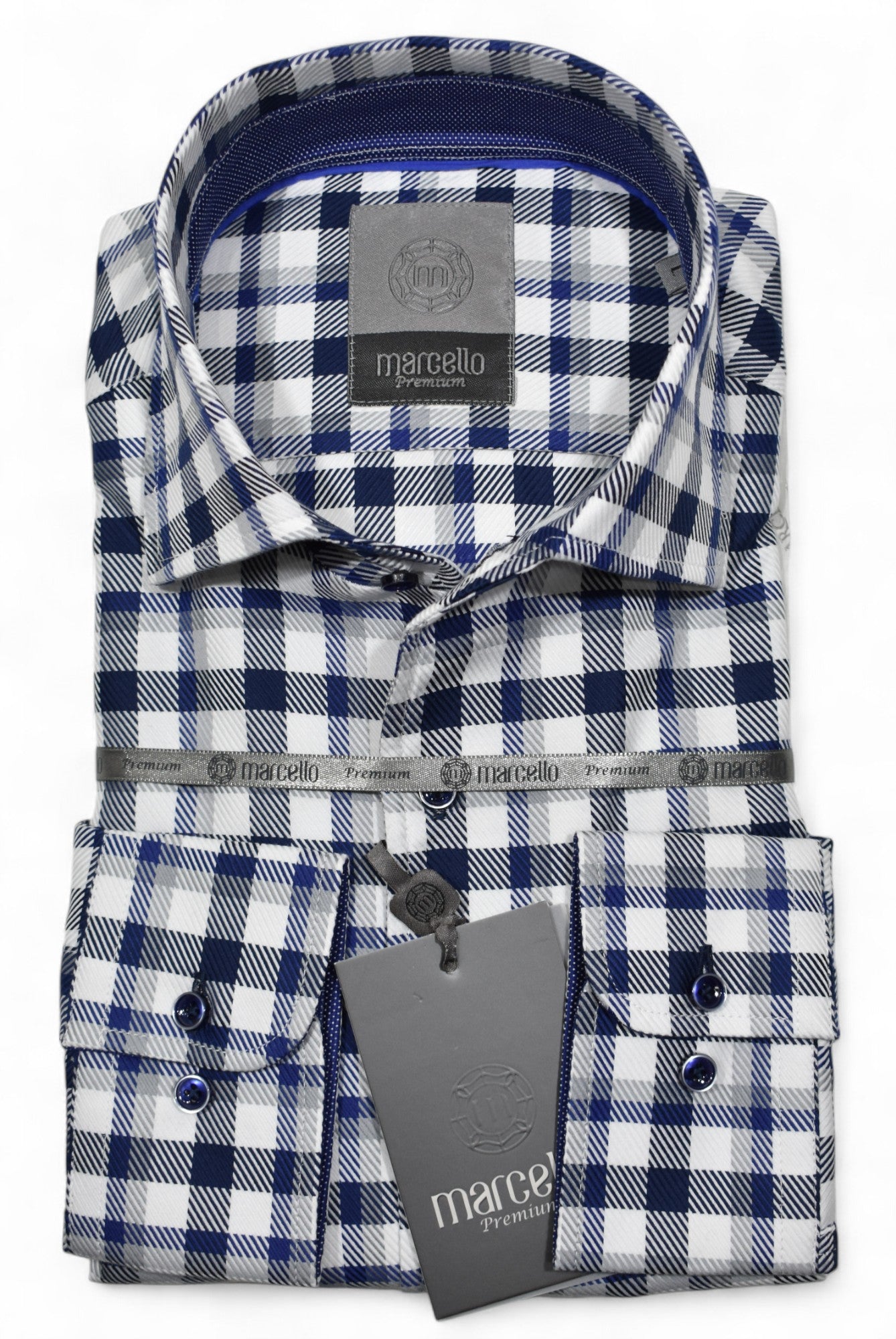 Upgrade your wardrobe with the Marcello WP318 Premium Royal Plaid shirt!