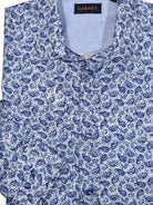 Be the envy of your friends with the Fightin' Paisley sport shirt. Its navy paisleys add a hip vibe to the ultra-soft cotton fabric, and its medium collar and classic shaped fit ensure you look your best! Add this shirt to your wardrobe and become the star of any event. The rich navy colors are perfect to pair with your favorite denims.  Classic shaped fit.