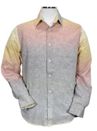 This light Coral linen shirt is the perfect way to add a unique touch to any wardrobe! Its hombre effect mixes cool colors that you can easily style with any outfit. Keep cool and look great in ZA11064 Coral Linen Shade! by Marcello Sport