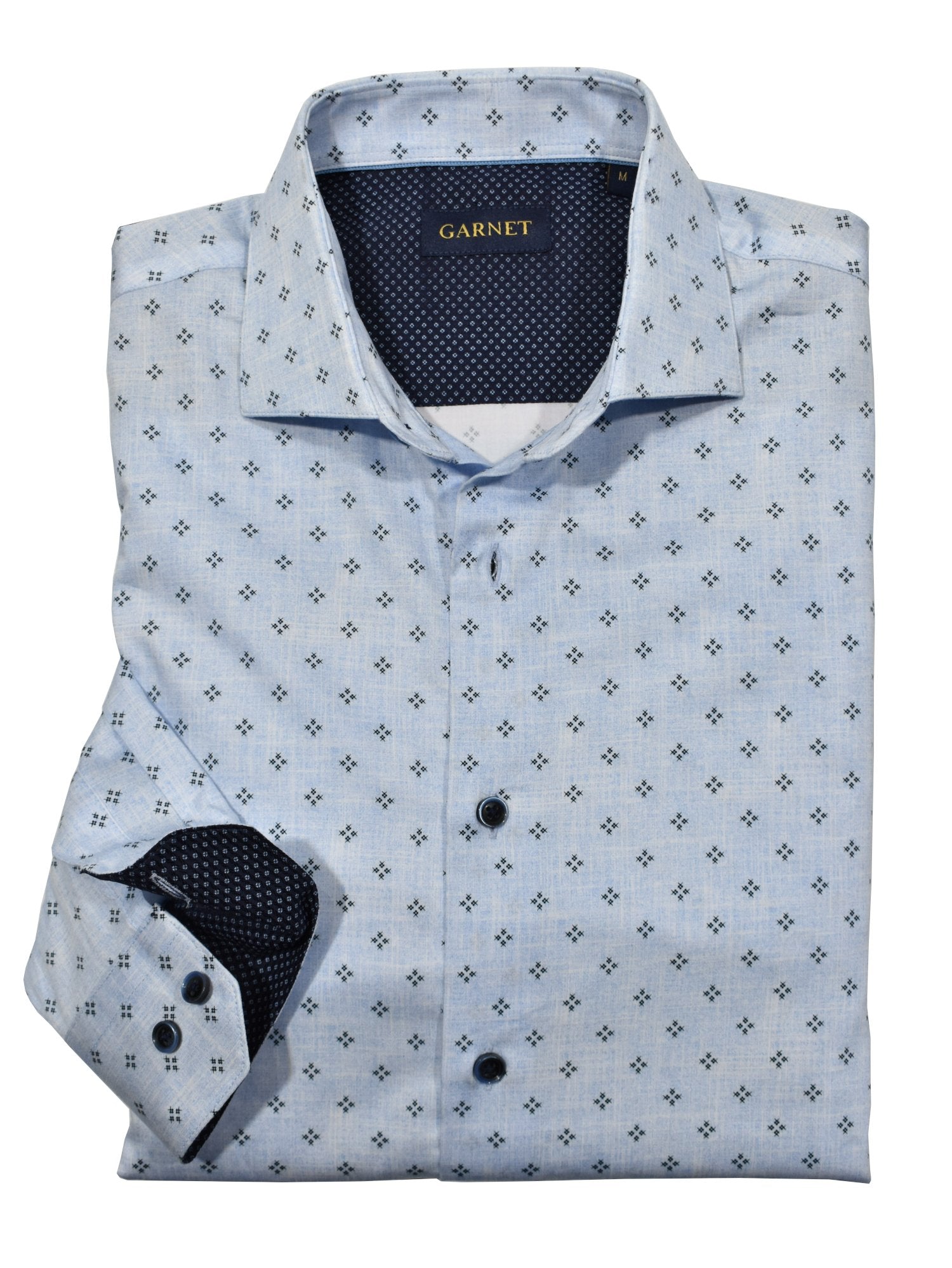 Stay comfortable and stylish with our Marcello Pella Sky Sport Shirt. Made with soft cotton and a brushed linen look, this shirt features a small geometric medallion design, making it the perfect addition to any outfit. Dress it up with pants or keep it casual with jeans, either way, you'll look and feel great.