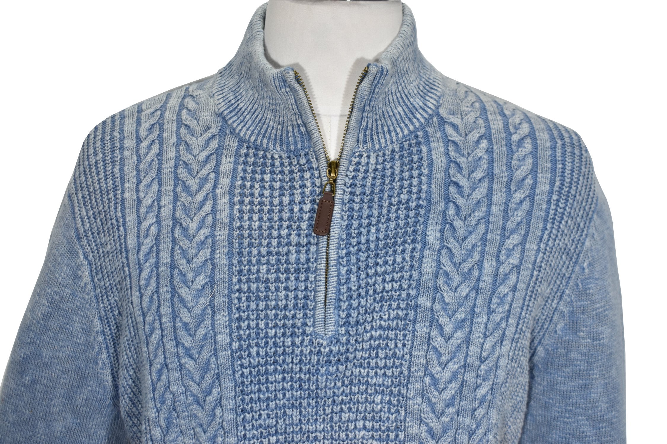 【MODERNIF】Boucle Span Fisherman Knit Stone Pure Wool Ribbed Fisherman Jumper | Peter Christian