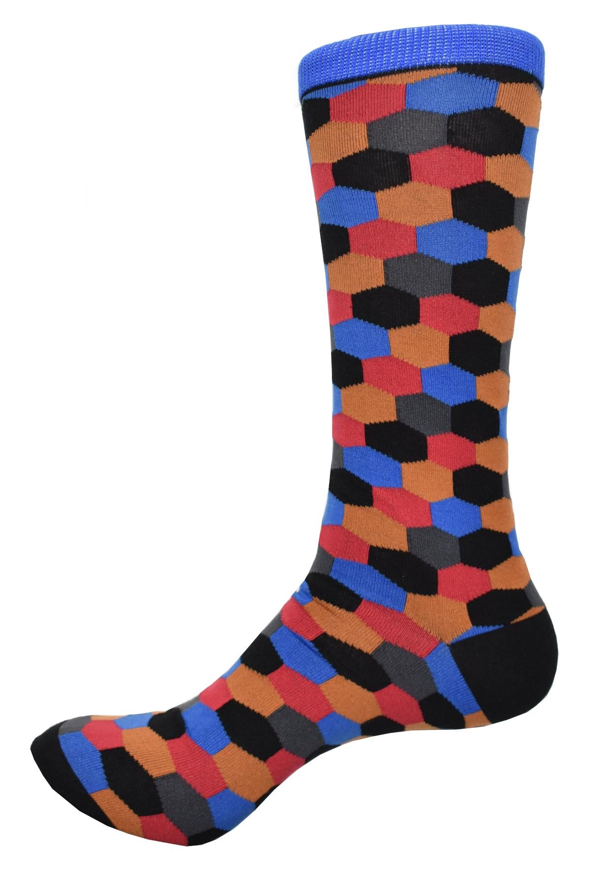 Experience comfort and style with ZJ8050 Multi Seta Geometric socks! These luxurious mercerized cotton socks are perfect for everyday wear, featuring vibrant shades that will add a touch of classic elegance to any outfit. One size fits sizes 9-12, while the mid calf height keeps you looking smart all day.
