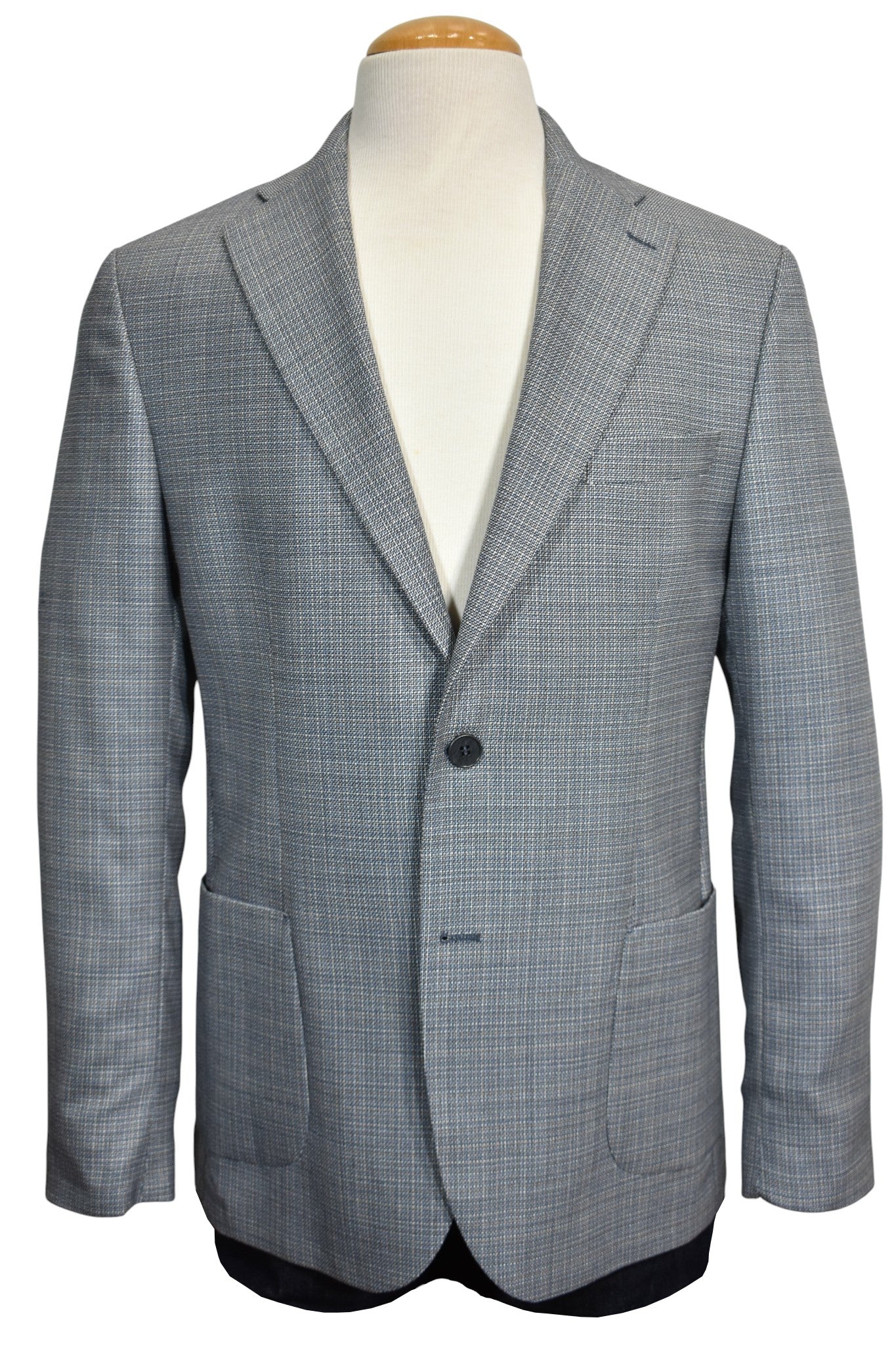 Lorenzo blue gray wool sport coat.